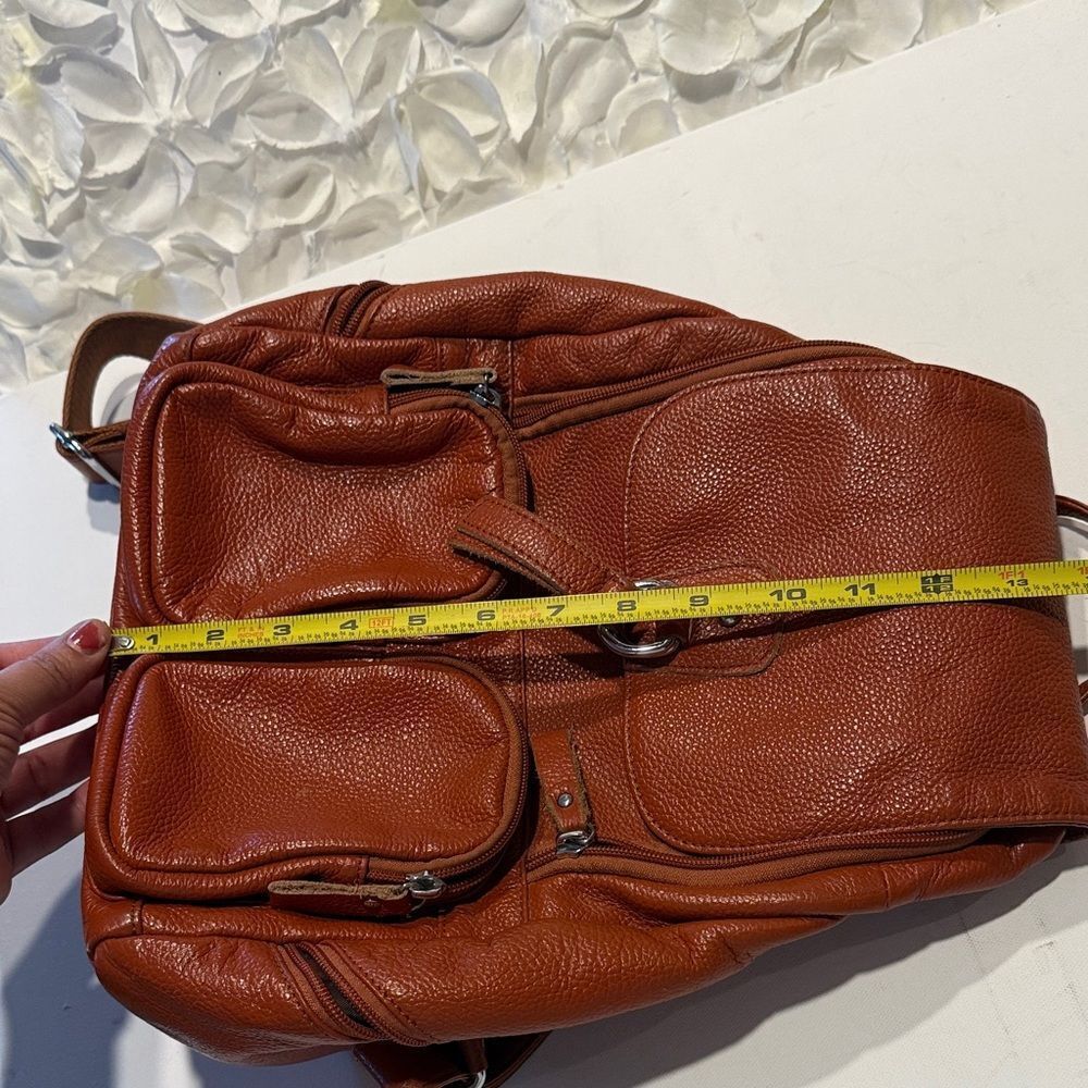 Chic Brown Leather Backpack - Picture 5 of 6